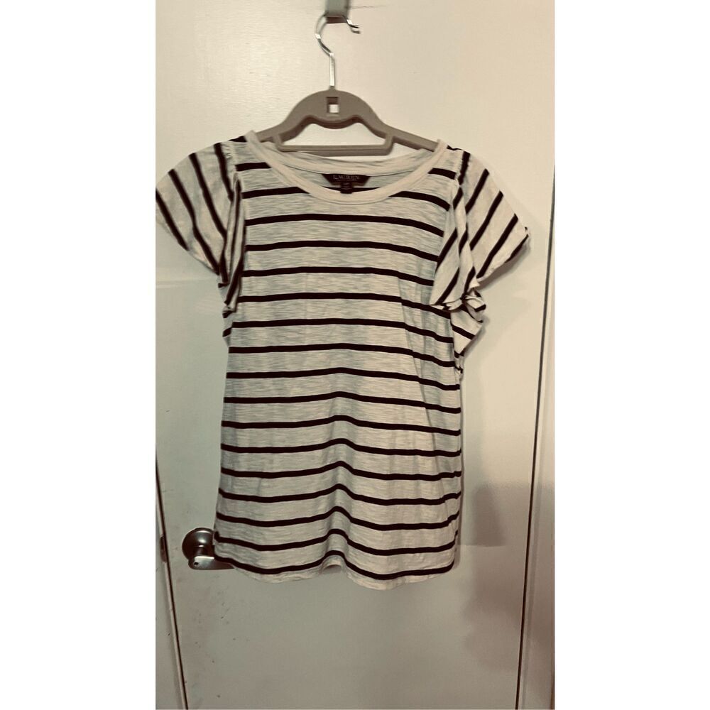 Ralph Lauren Black Label Black Tan Stripe T Shirt Bell Short Sleeves Size S